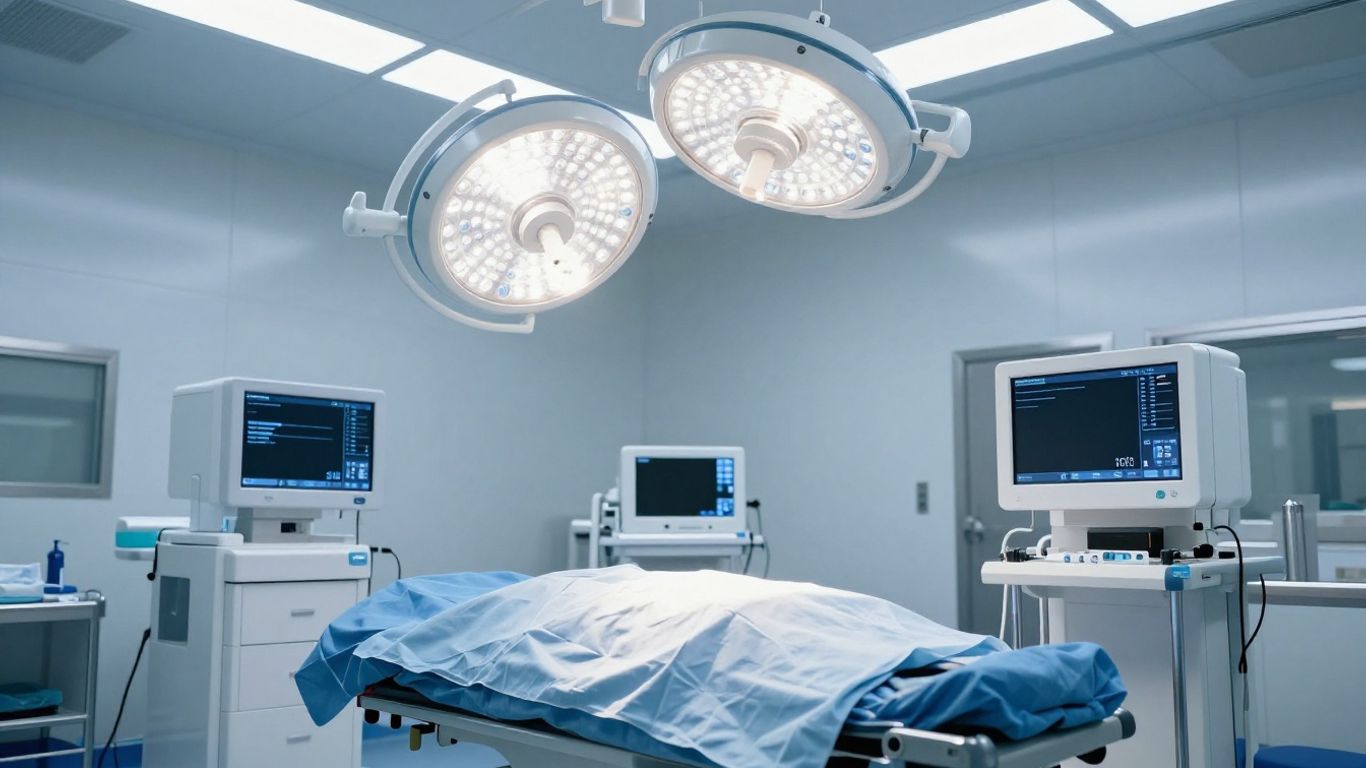 Modern operating room with advanced surgical equipment.