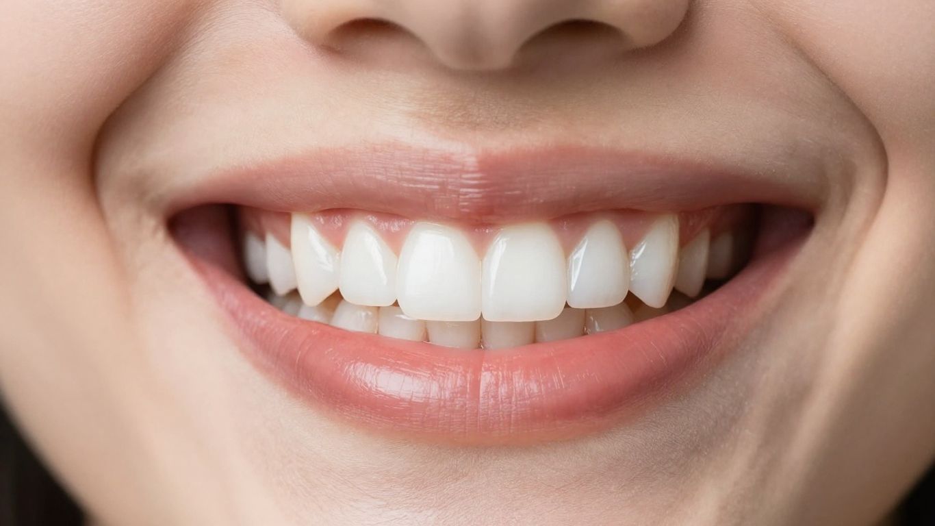 Person's bright, natural smile with perfectly aligned white teeth.