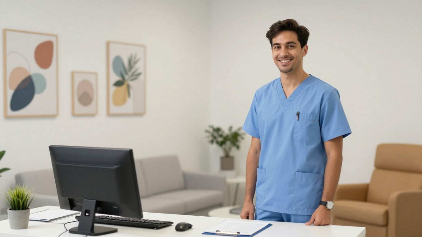 Professional plastic surgeon in a Troy, MI medical office.