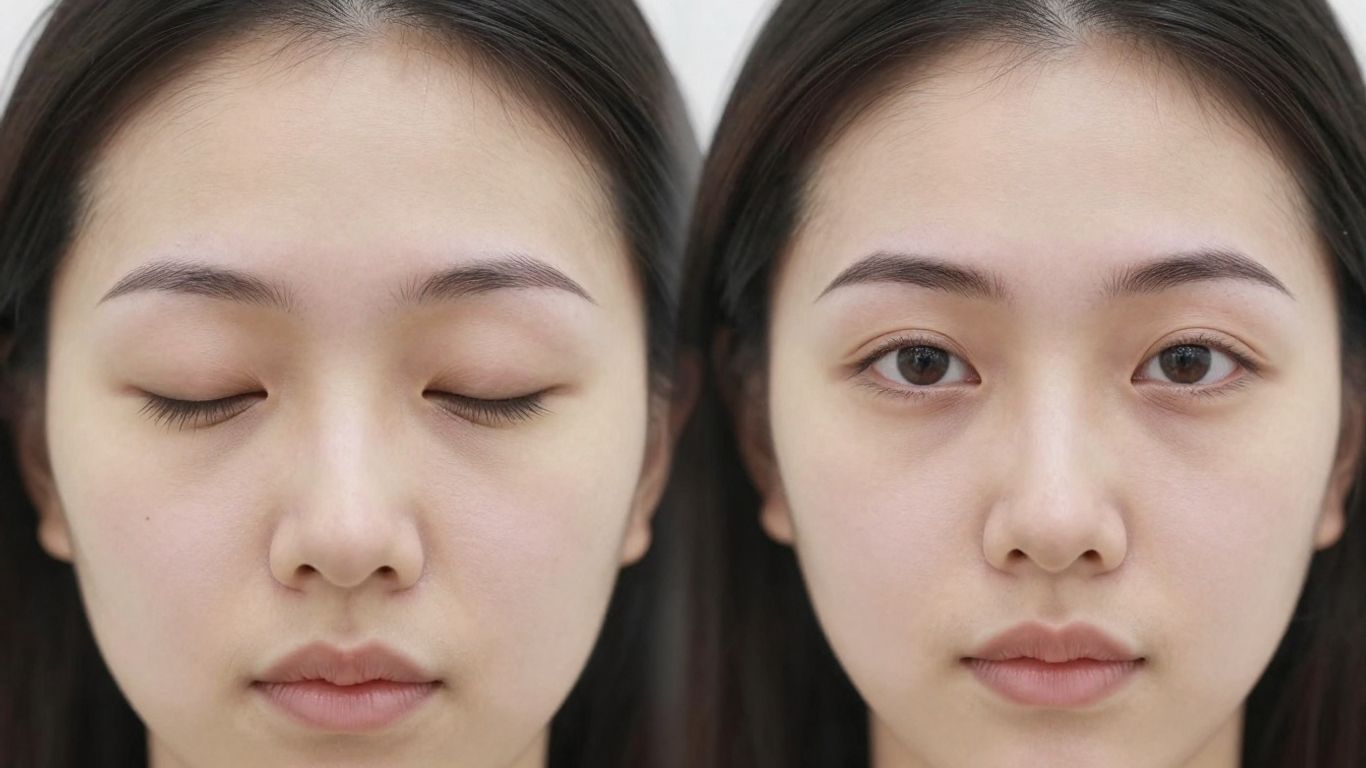 Before and after eyebrow transplant results comparison.