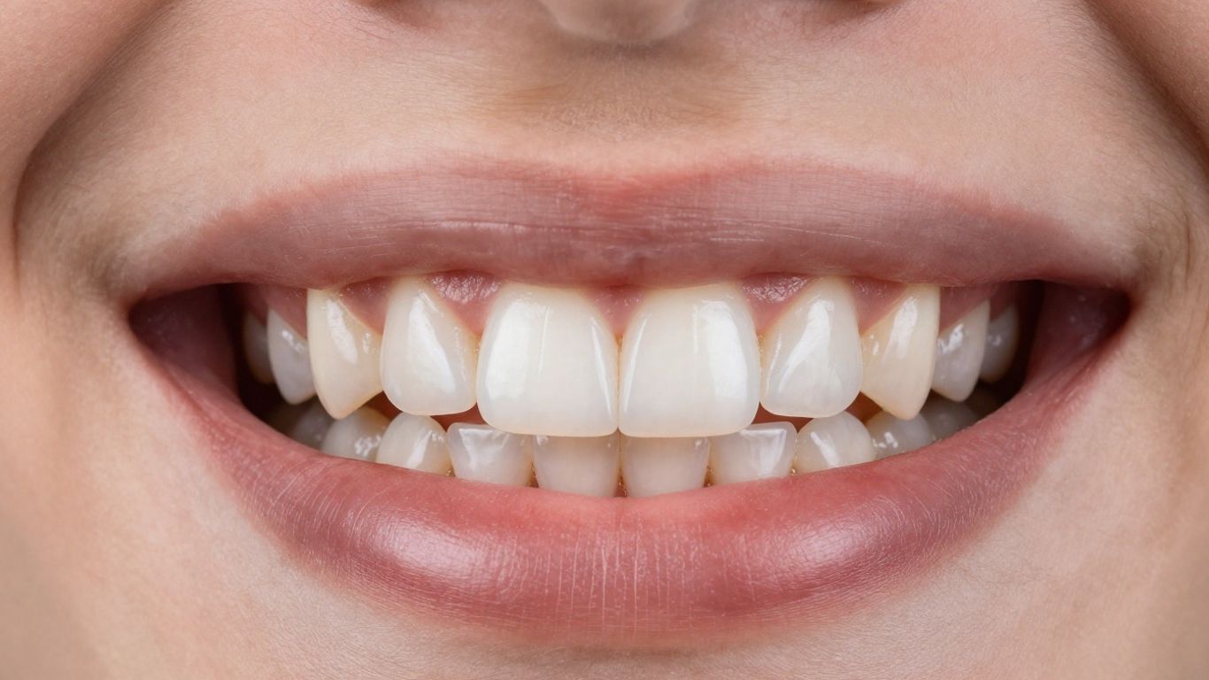 Composite veneers after five years, natural smile.