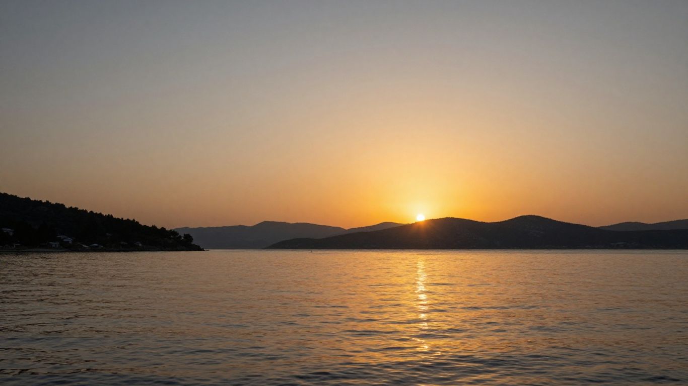 Turkish coastline at sunset, peaceful and beautiful.