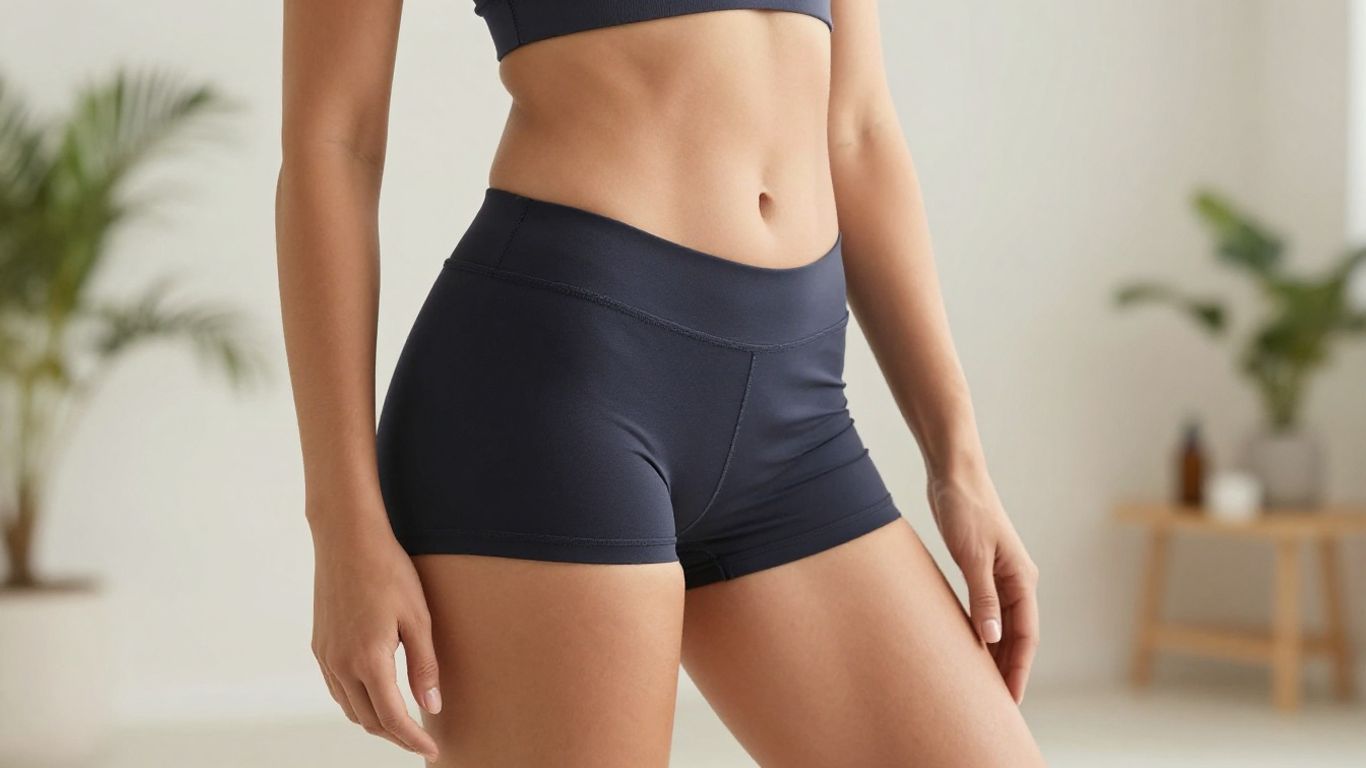 Woman with enhanced body contours in a spa setting.