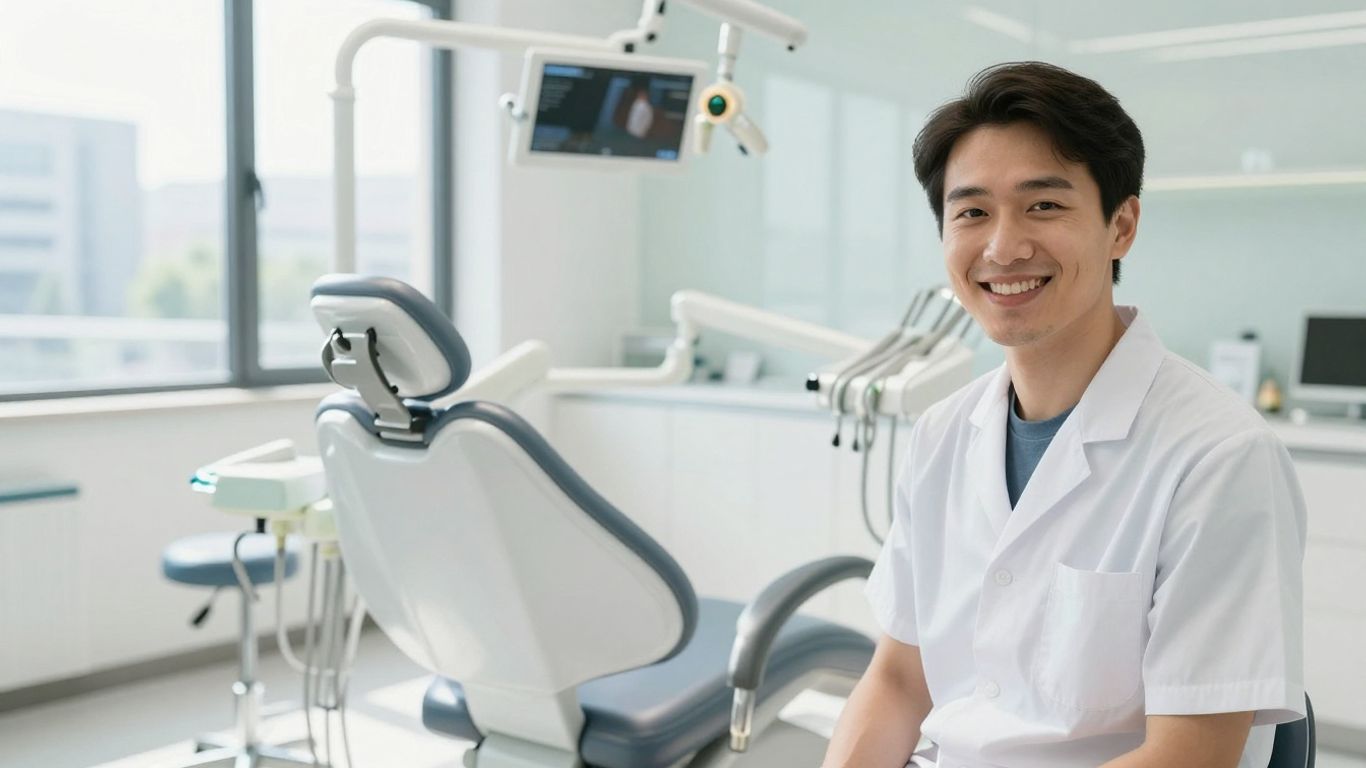 Smiling person in a modern dental clinic