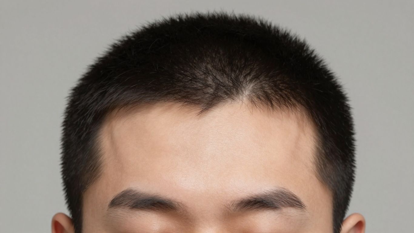Forehead reduction hair transplant before and after comparison.