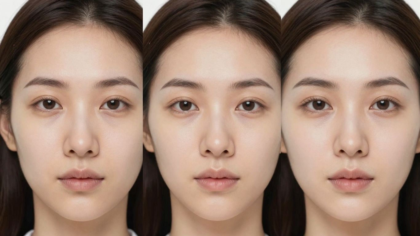 Woman's face after a facelift procedure.