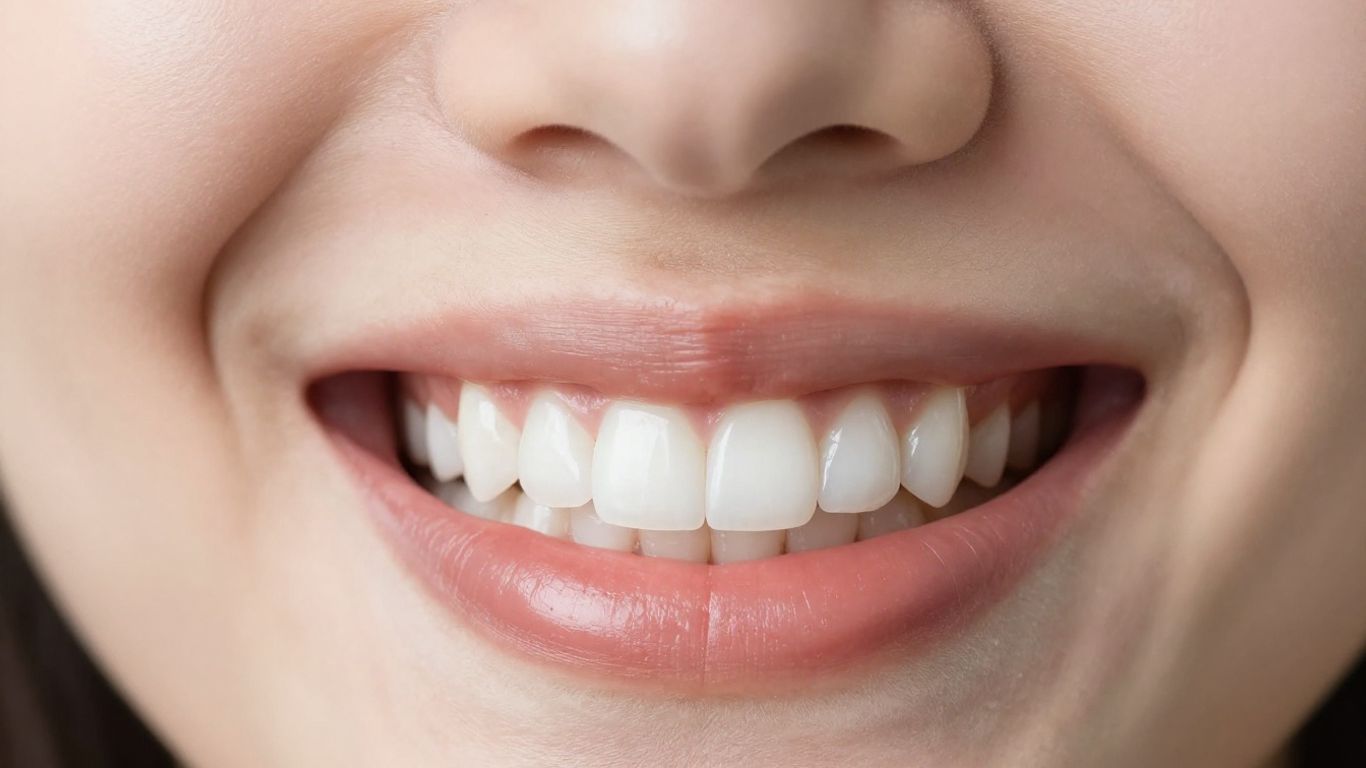 Close-up of a perfect, white smile with veneers.