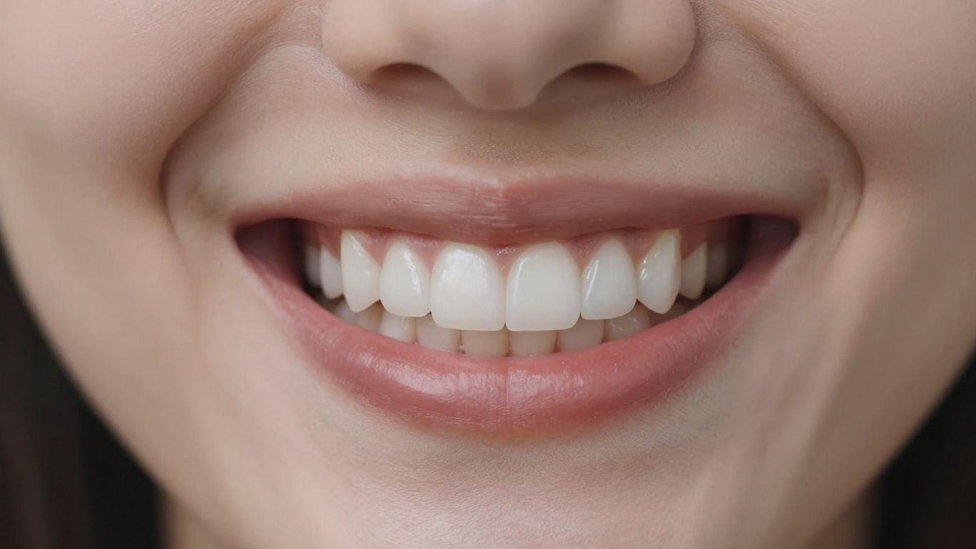 Close-up of a perfect, white smile with dental veneers.
