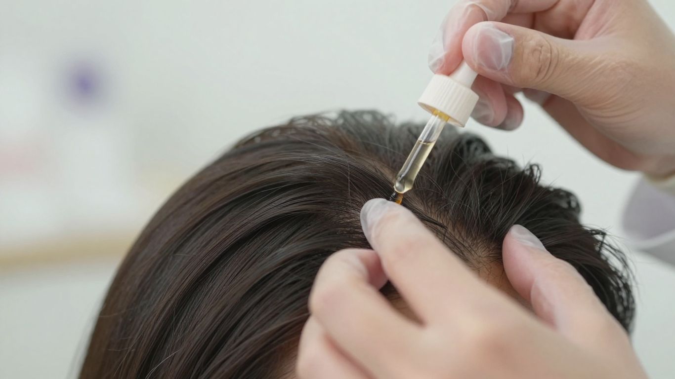 PRP hair growth treatment on a person's scalp.
