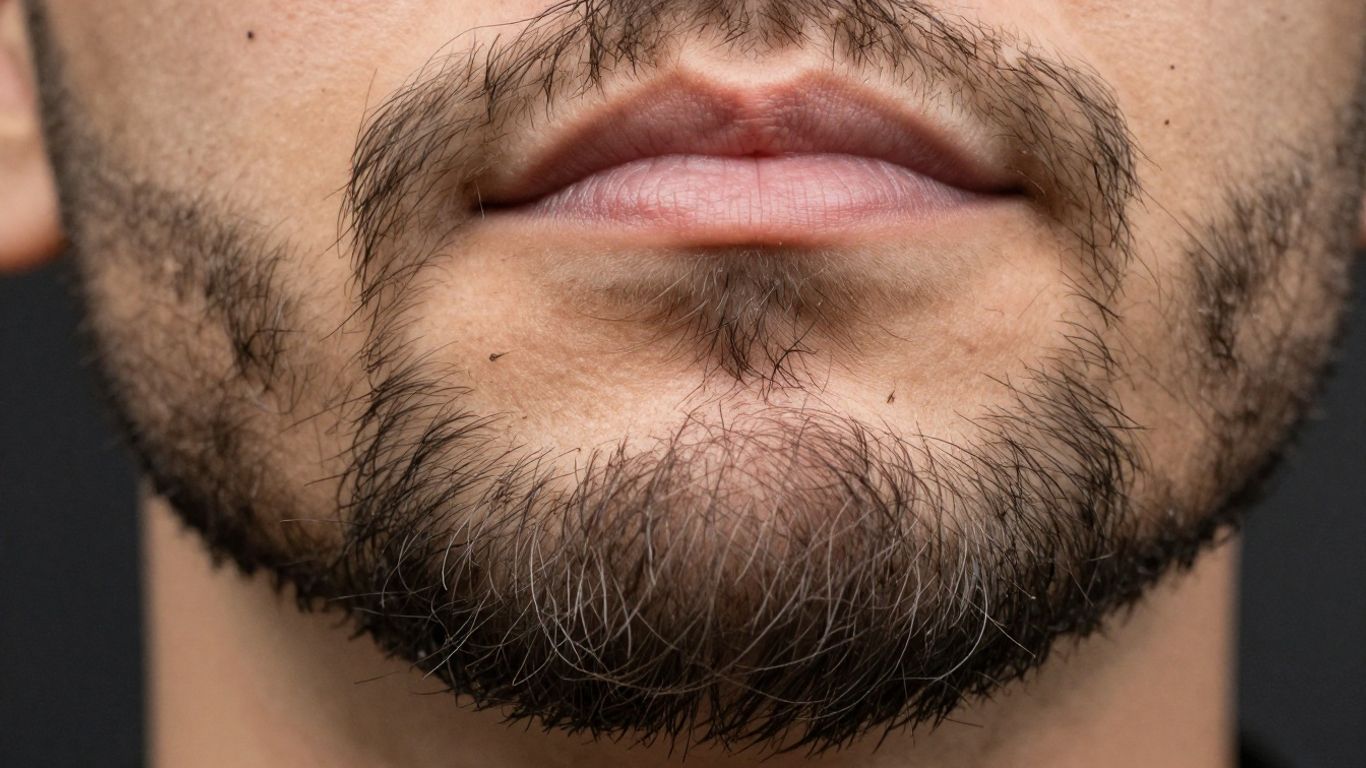 Beard hair plugs close-up