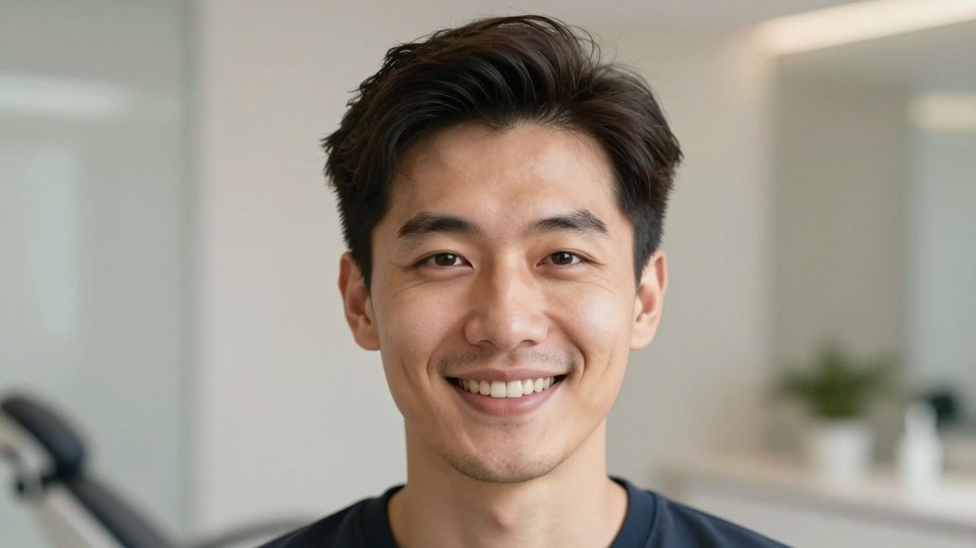 Man with full hair after a successful transplant.