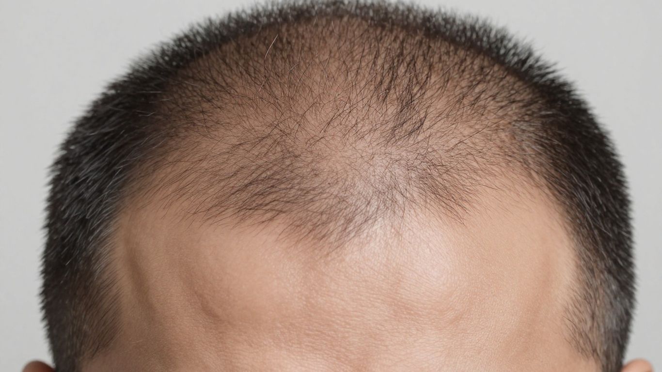 Scalp micropigmentation results on a man's head.