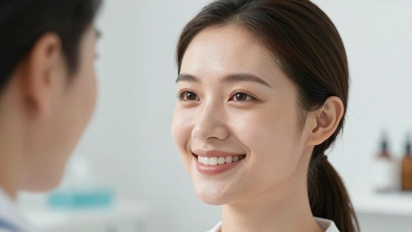 Patient smiling after cosmetic surgery in Troy, MI.