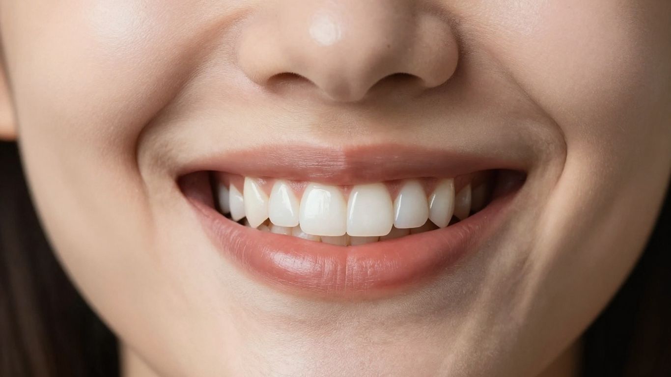 Close-up of a perfect, white smile with veneers.