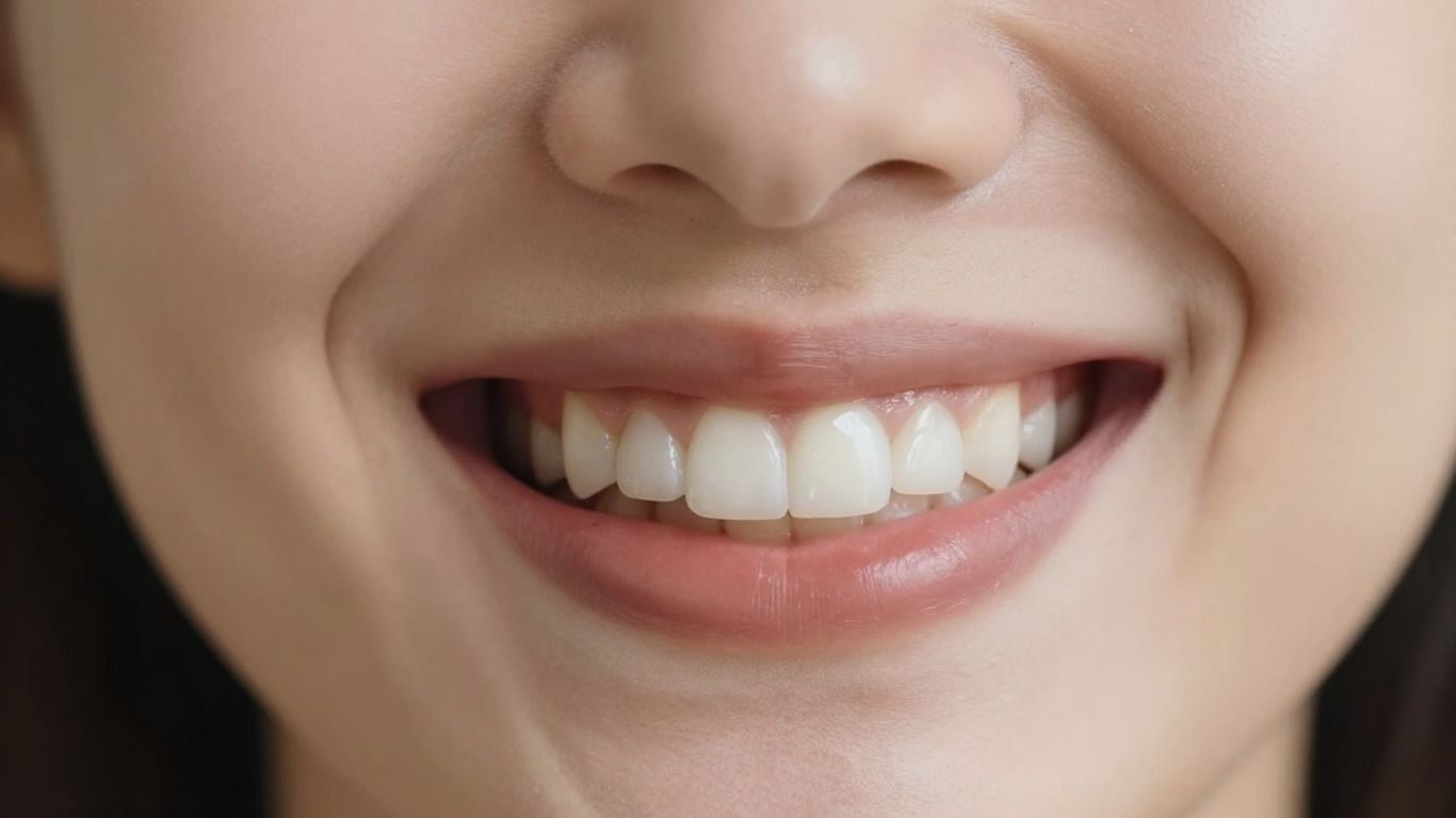 Close-up of a perfect, white smile with veneers.