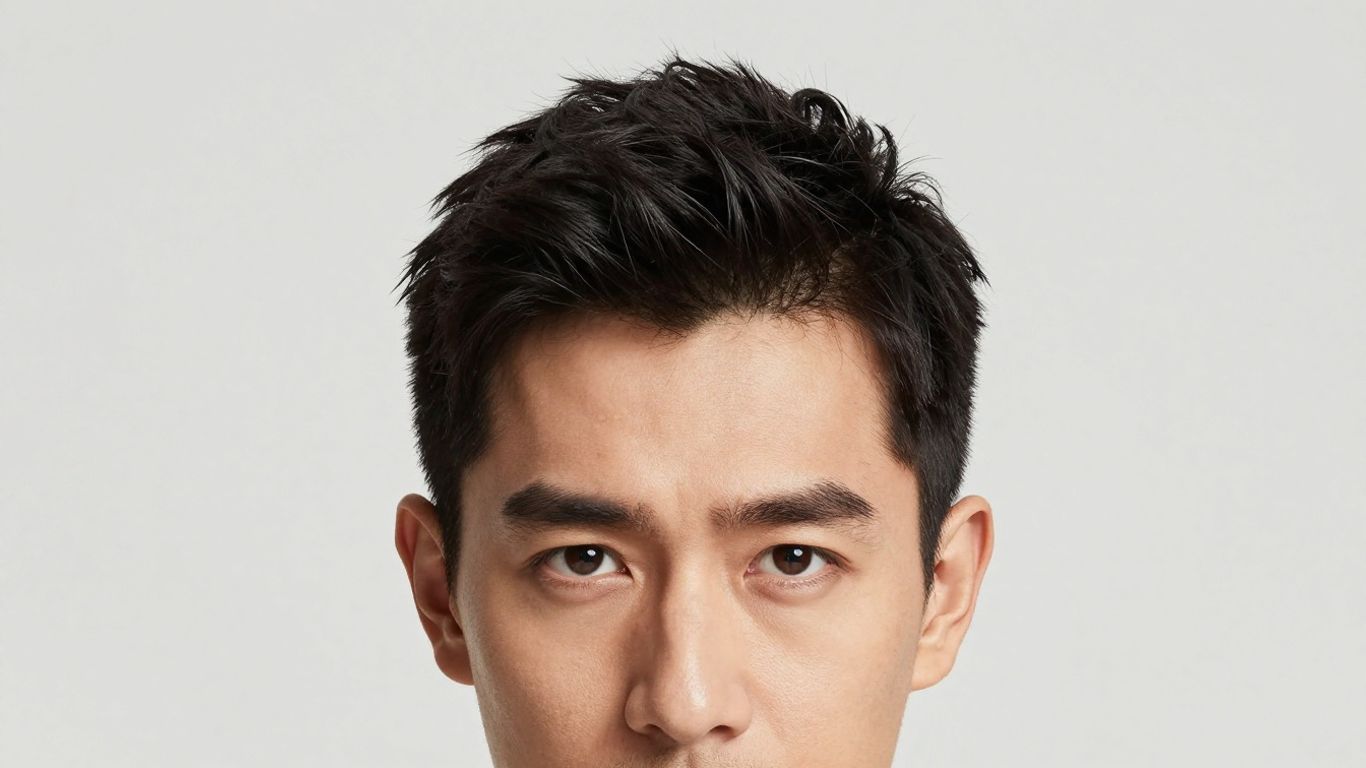 Man with thicker hair, confident expression, studio lighting.