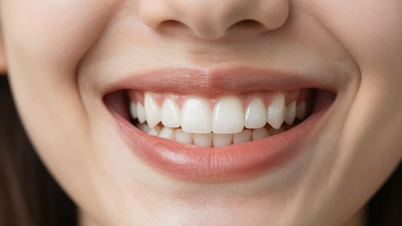 Person with a bright, white, and healthy smile.