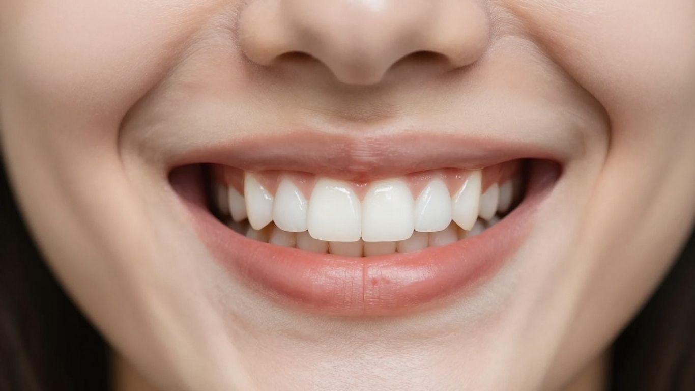 Bright white smile after teeth whitening treatment.