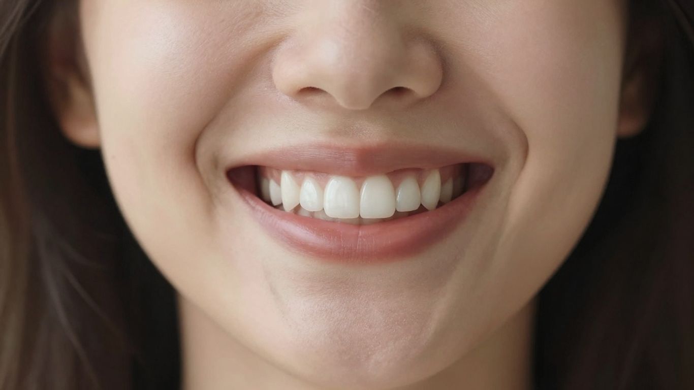 Woman's bright, healthy smile with perfect white teeth.