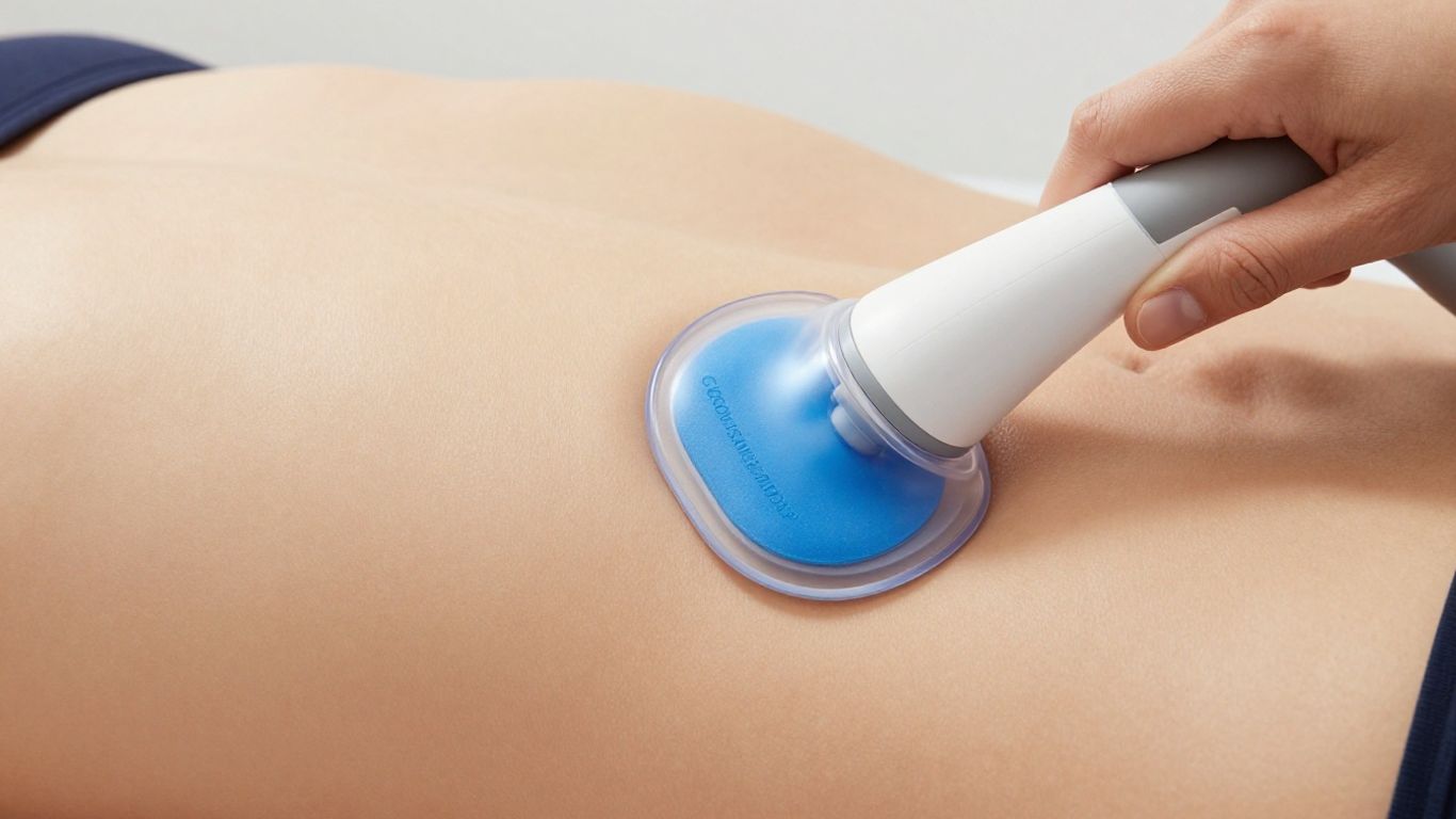 CoolSculpting applicator on abdomen for fat freezing