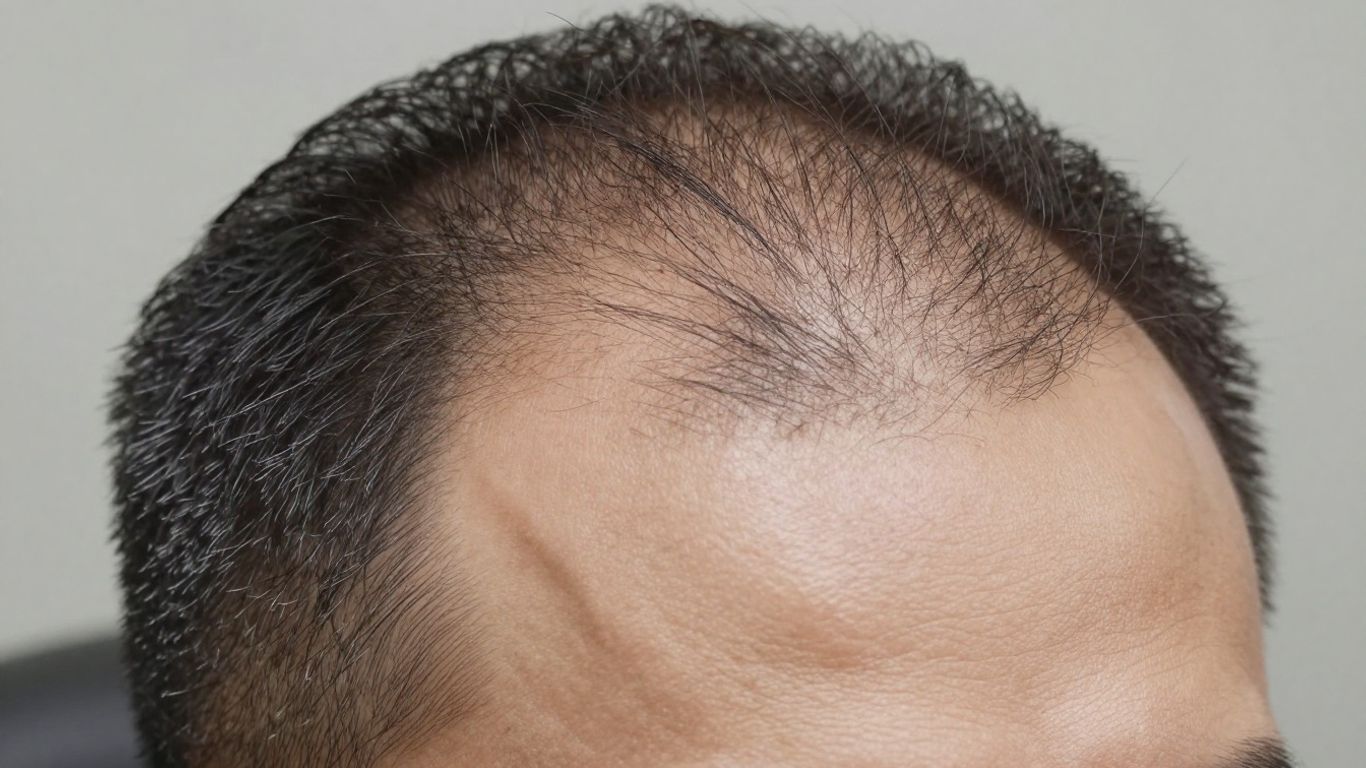 Scalp micropigmentation results on a man's head.