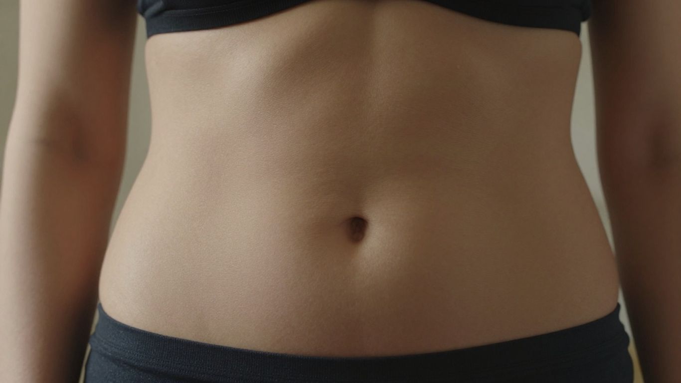 Abdominal contours after reverse tummy tuck procedure.