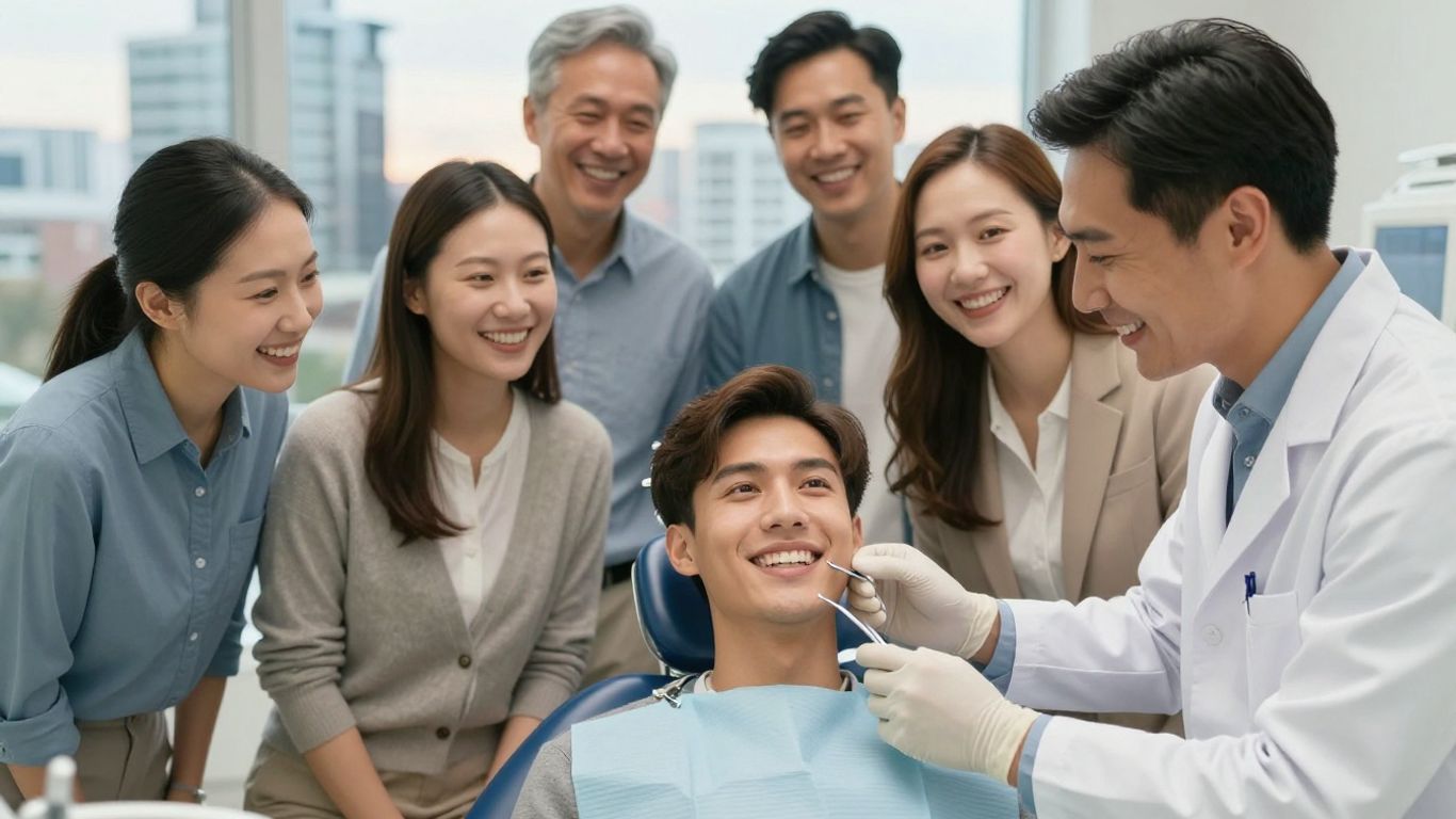 Smiling diverse people and a dentist in Vancouver, WA.