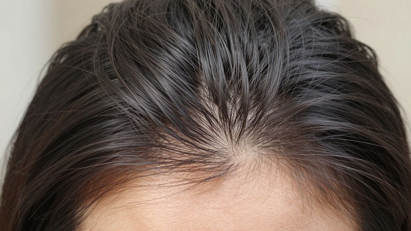 Close-up of a healthy, full head of hair.