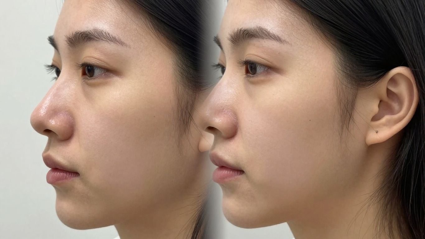 Profile view of a refined rhinoplasty result.