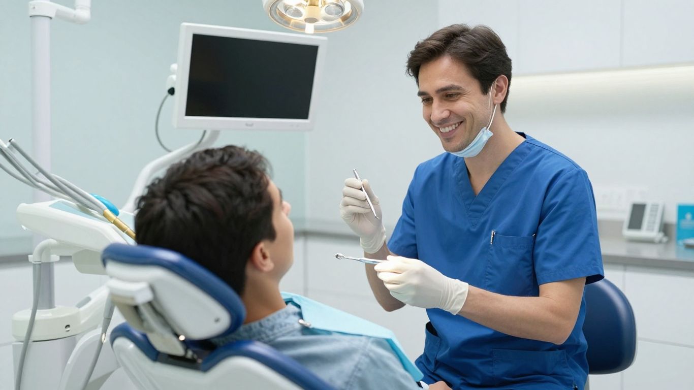 Dentist providing prompt oral care to a patient.