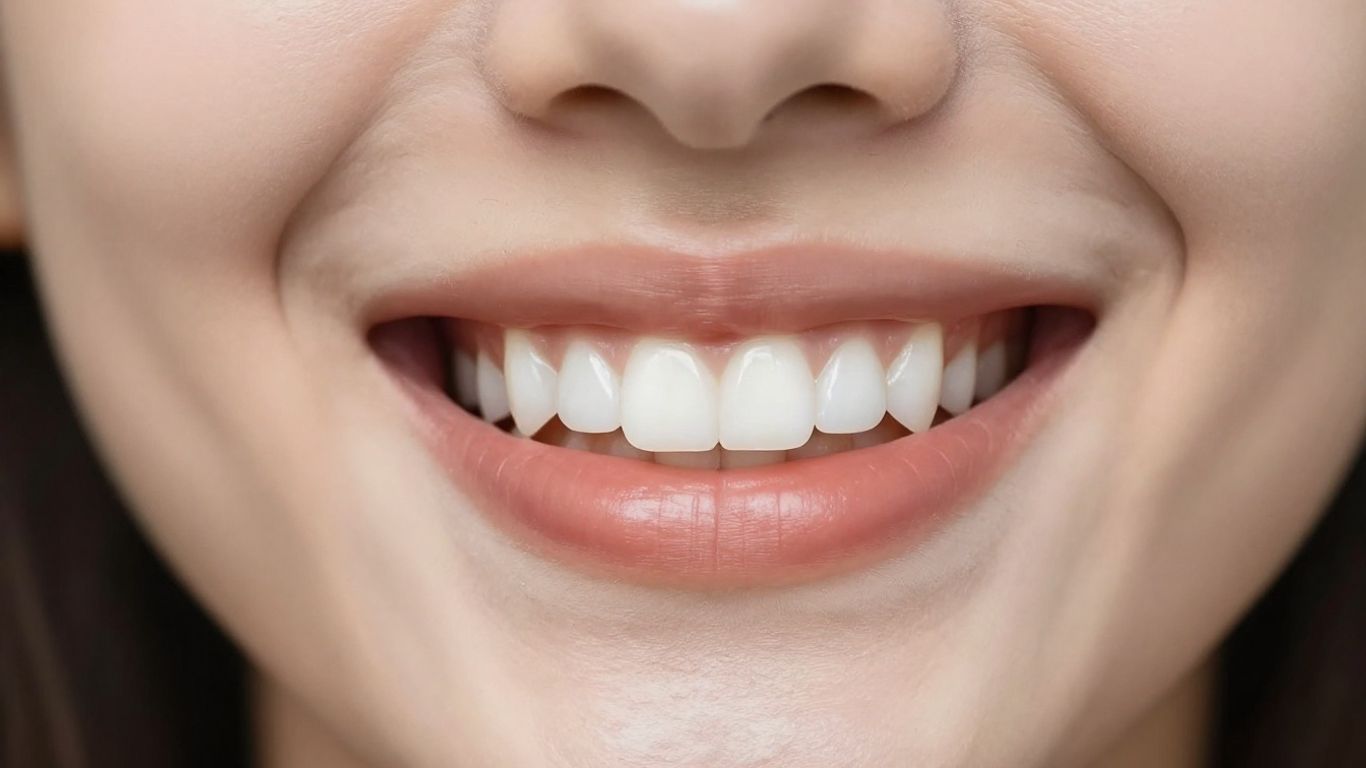 Person with a bright, white, and healthy smile.