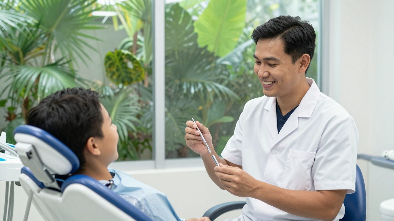 Smiling patient with Thai dentist in dental clinic