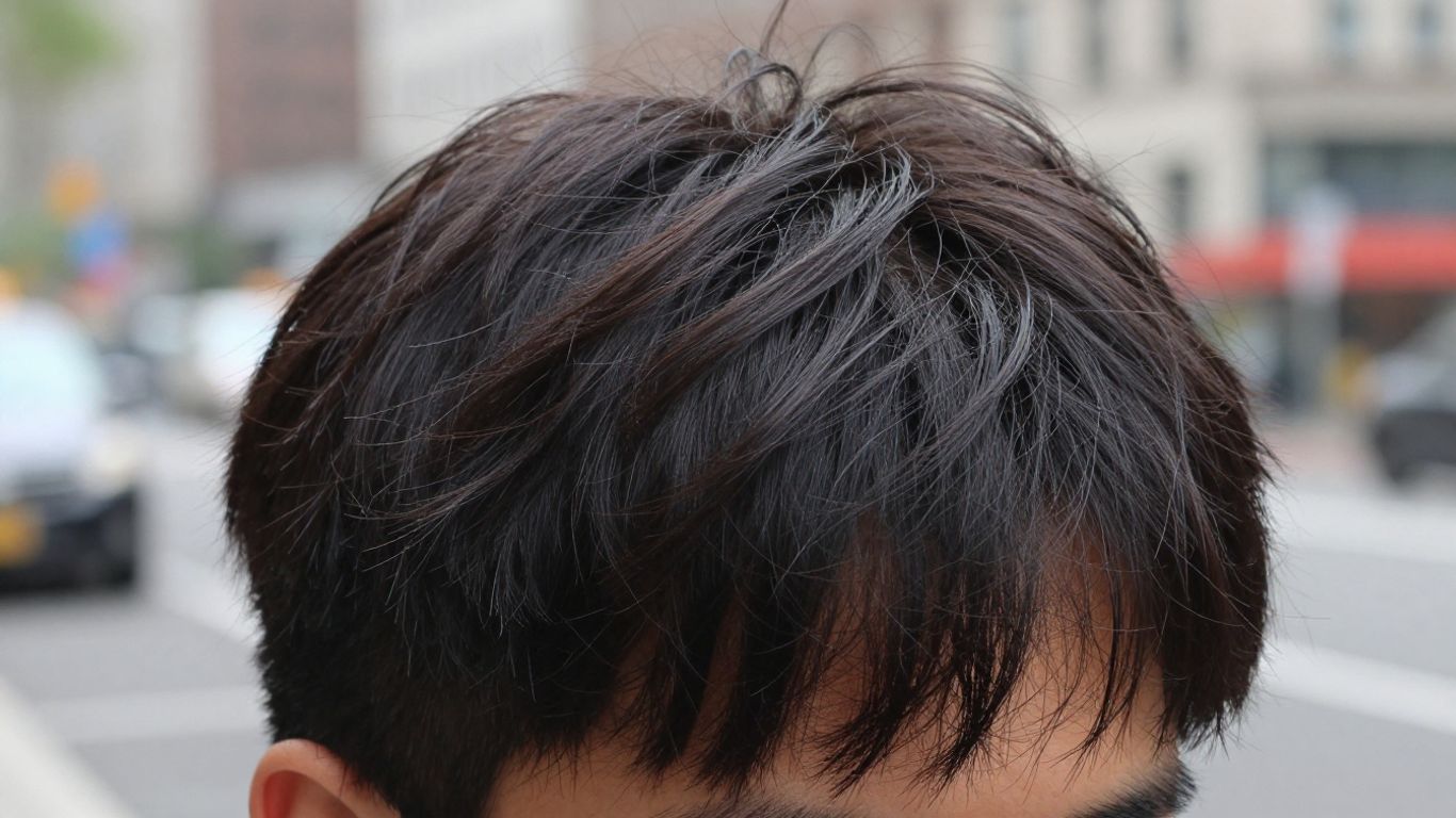 Full, healthy hair on a person's head.