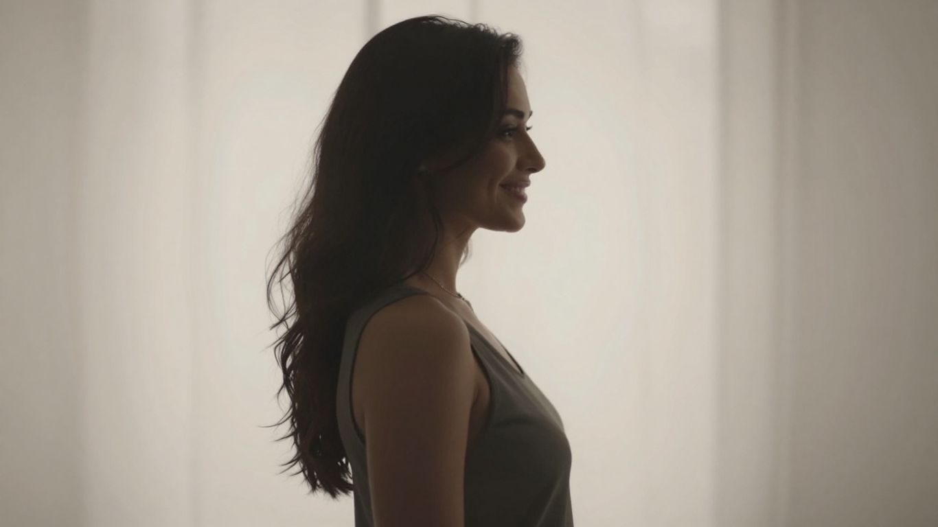 Woman with a confident smile, softly lit.
