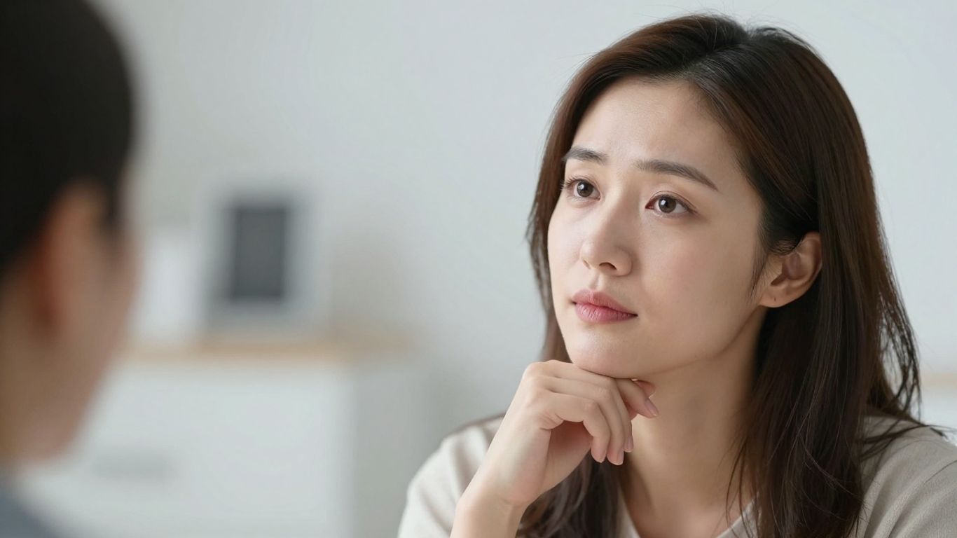 Woman considering cosmetic surgery options