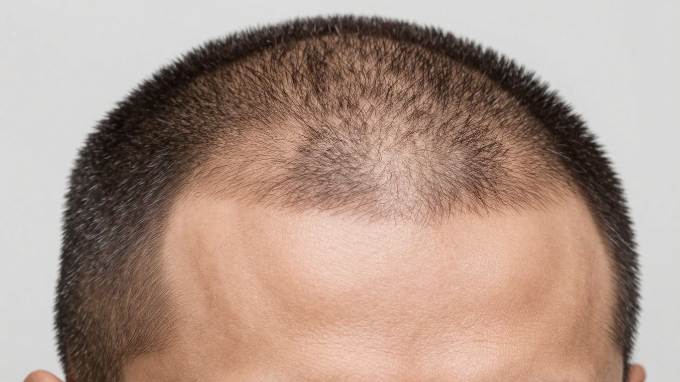 Scalp micropigmentation hair tattoo close-up