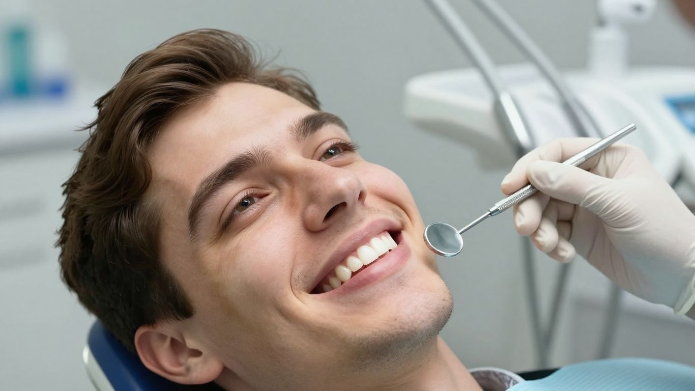 Smiling person with veneers at a Texas dental clinic