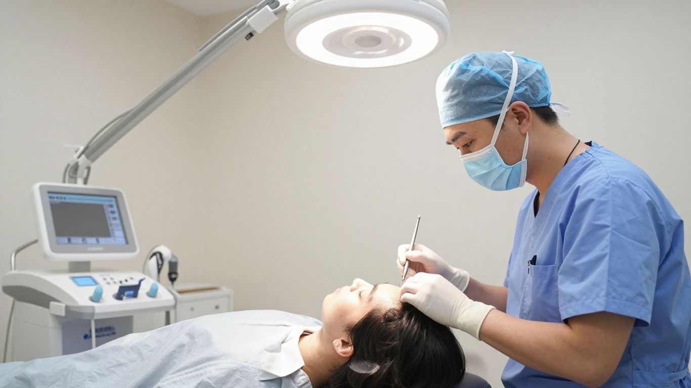 Surgeon performing DHI hair transplant at EsteFavor clinic.