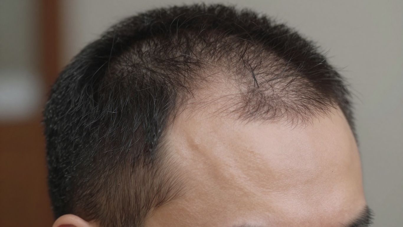 Man's hairline after successful hair transplant surgery.