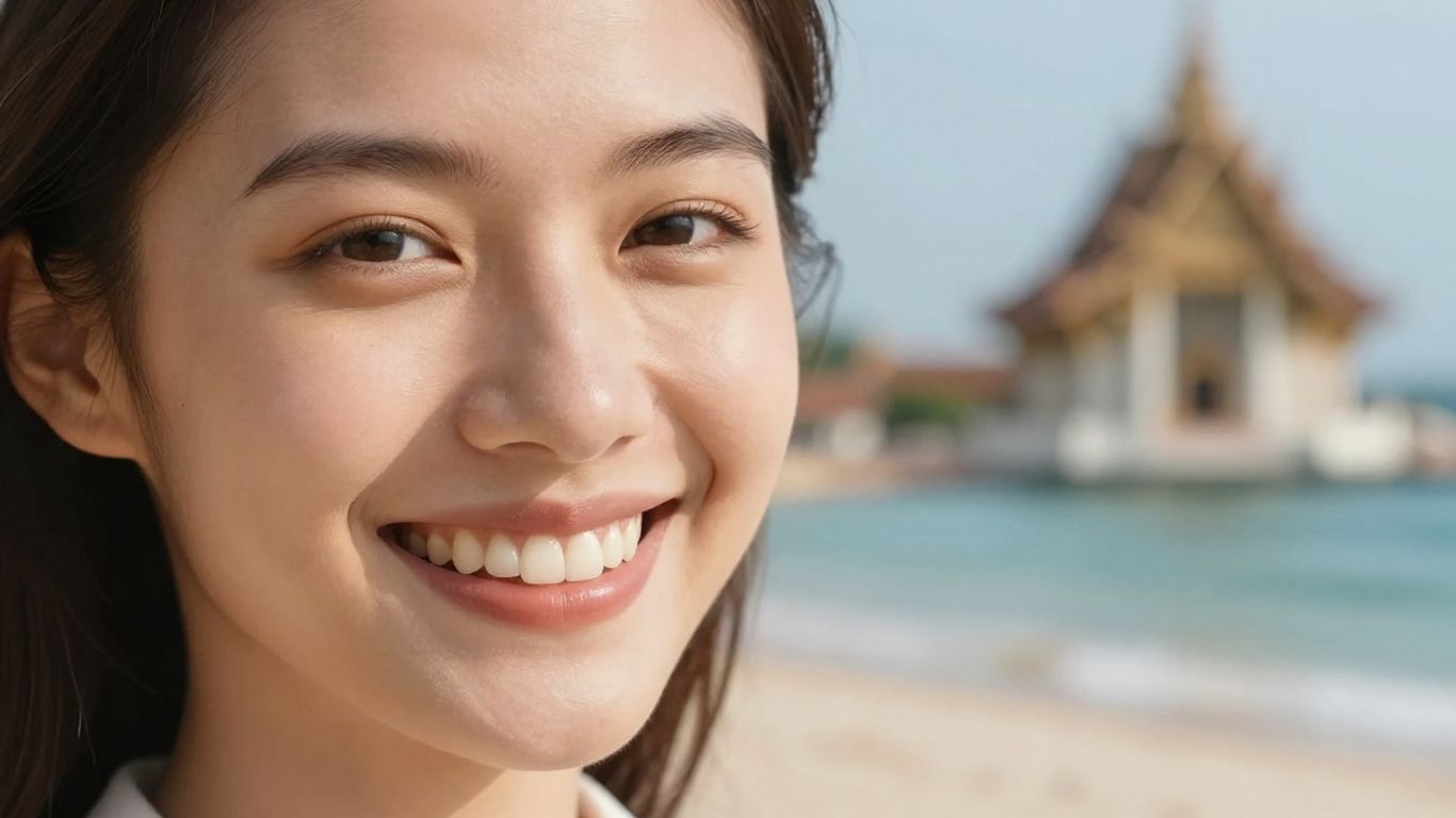 Smiling person with dental implant in Thailand