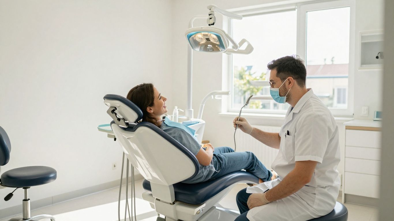 Smiling patient in a modern dental office