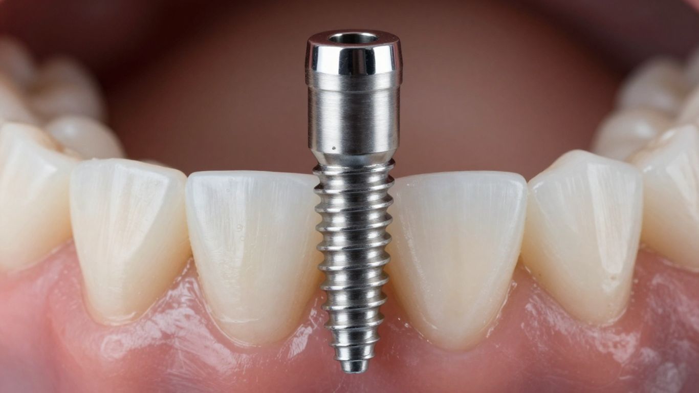 Close-up of a dental implant fixture.