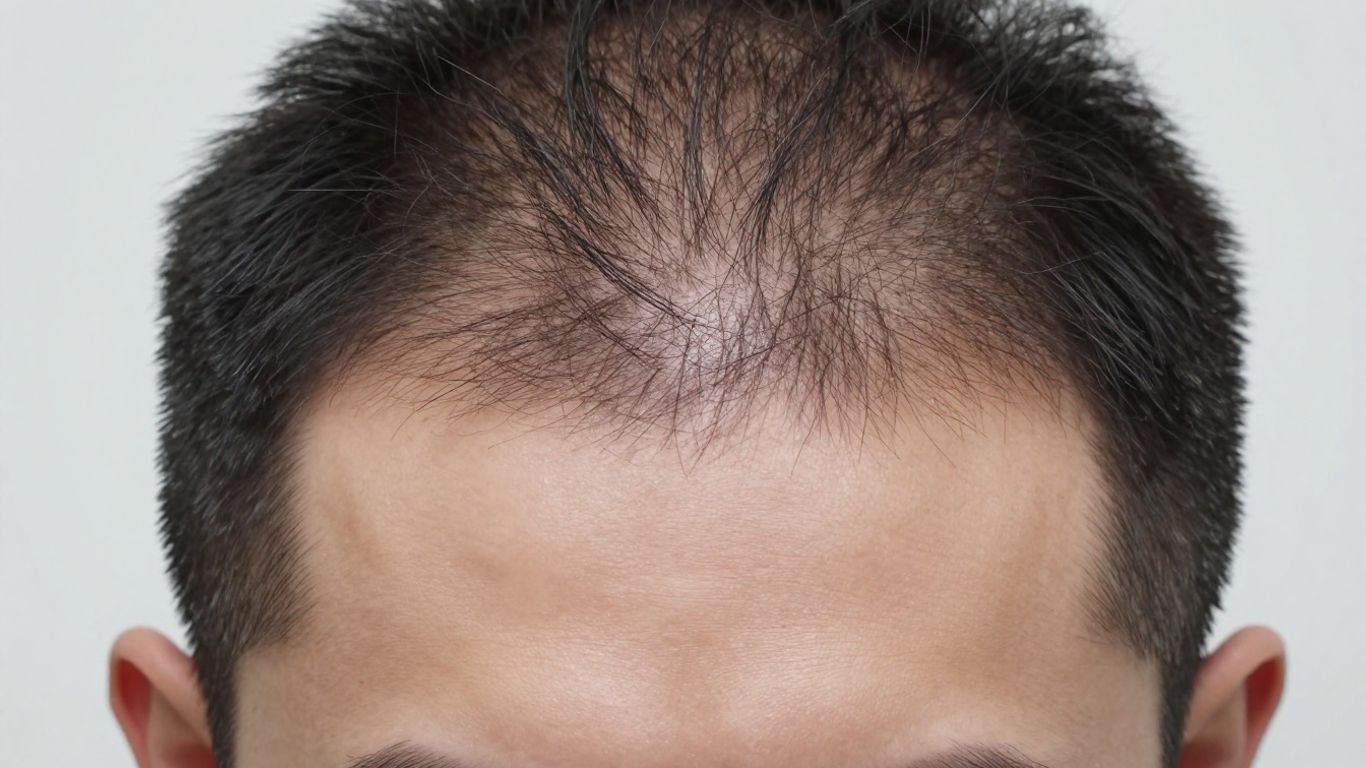 Man with successful DHI hair transplant results.