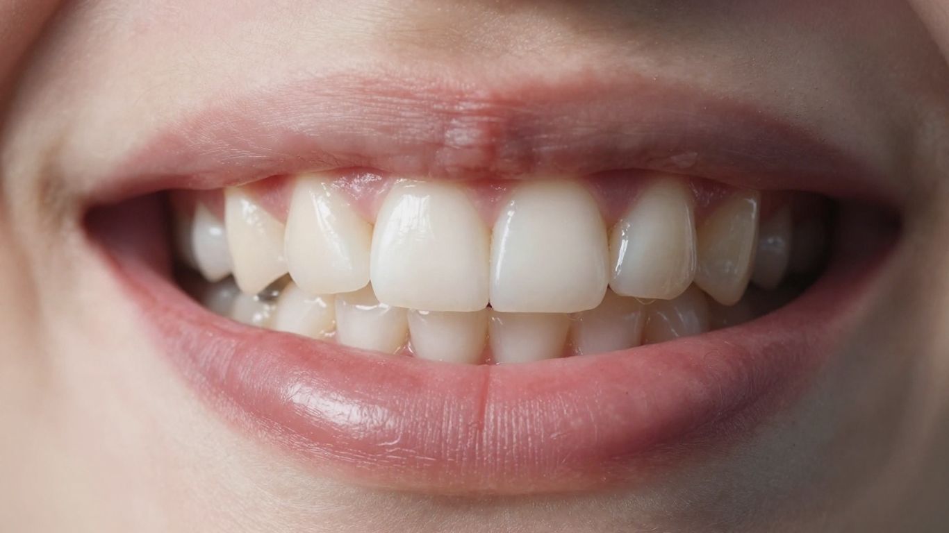 Close-up of a dental implant in a smiling mouth.