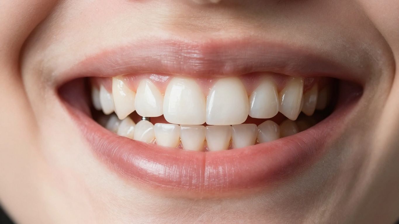 Smiling mouth with a dental implant