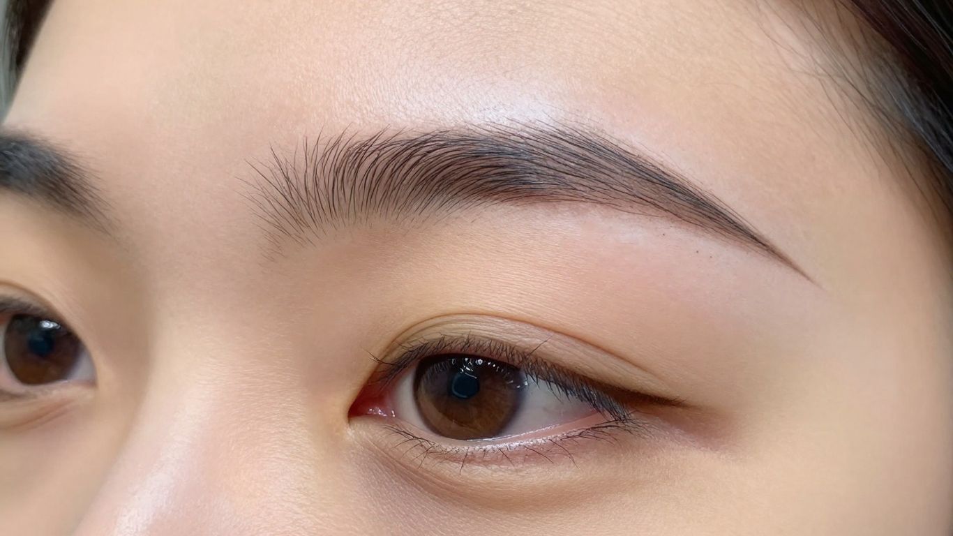 Before and after eyebrow transplant comparison.