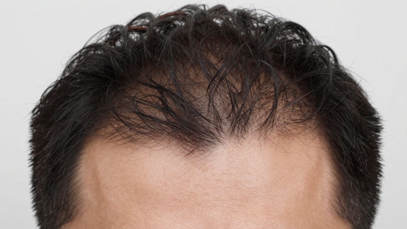 Man with natural-looking DHI hair transplant results.