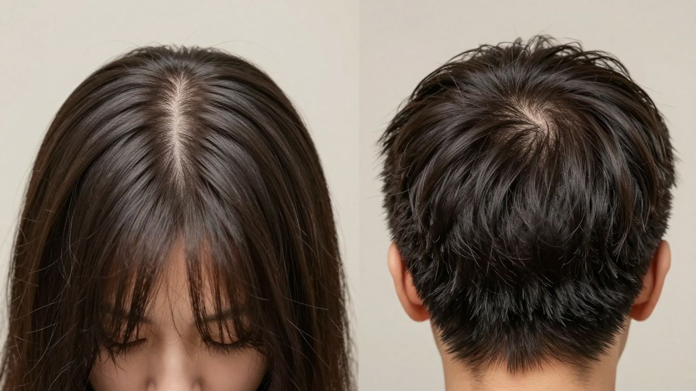 Before and after hair regrowth treatment.