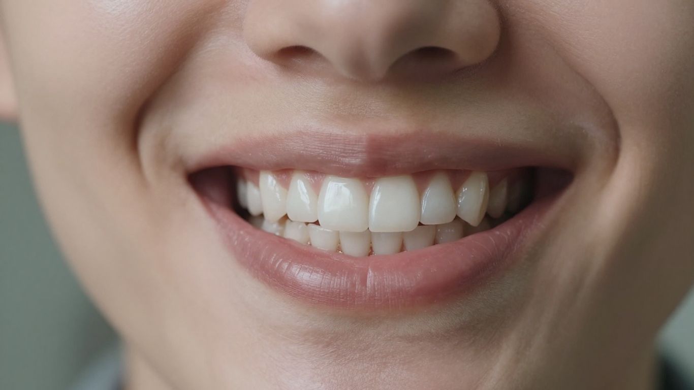 Smiling person with a visible dental implant.