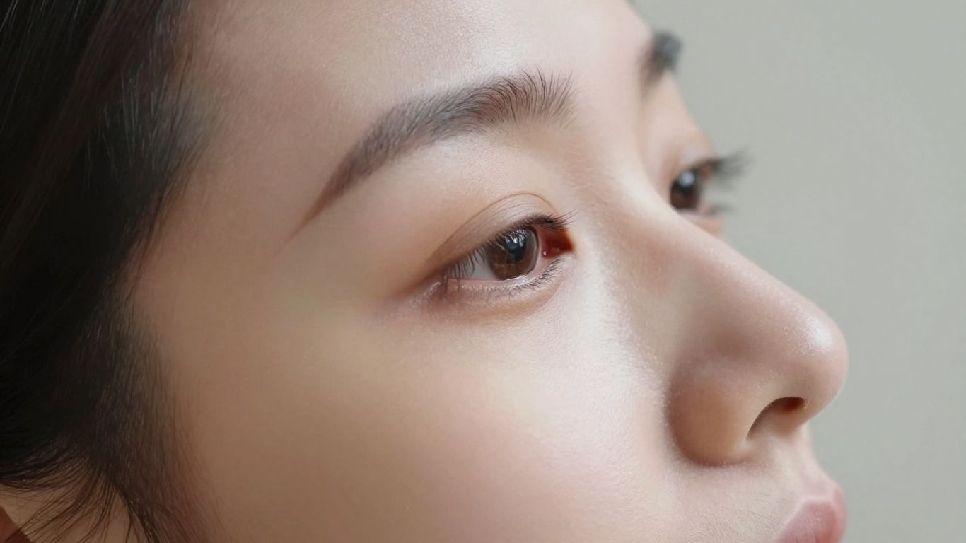 Profile view of a nose after rhinoplasty surgery.